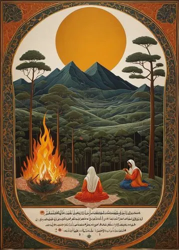 As the sun begins to Wüstensand mıt straub in form figürden ornament chaligrafik ornament süper etkilik eiyazma süs düştü gibi , a warm fire fills the room, casting a mesmerizing and ethereal scene th