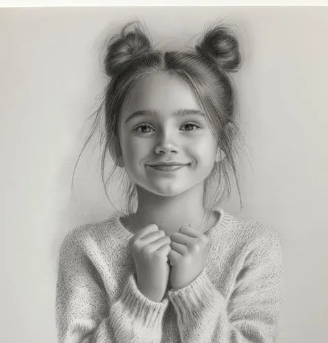 女孩，白色毛衣,a drawing of a 's head, hands on her chest,gapkids,lily-rose melody depp,girl portrait,children's photo shoot,helnwein,prinsloo,Illustration,Black and White,Black and White 35