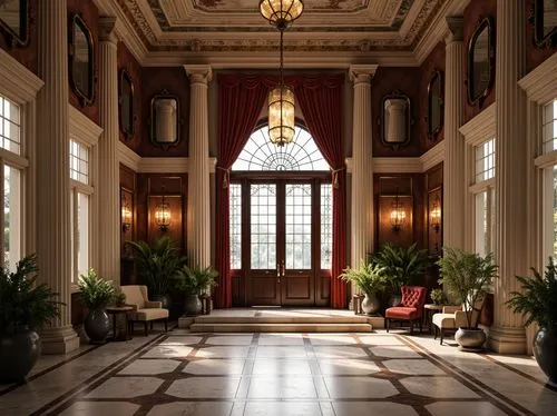 entrance hall,hallway,corridors,corridor,cochere,highclere castle,neoclassical,foyer,lanesborough,enfilade,royal interior,amanresorts,lobby,cliveden,rosecliff,ballroom,hallway space,claridges,foyers,claridge