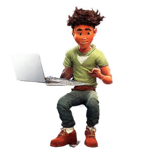 computer freak,3d render,animator,illustrator,man with a computer,computerologist,world digital painting,3d rendered,animating,3d model,character animation,blur office background,clicking,bloxom,laptop,cinema 4d,coder,digital painting,freelancer,digital creation,Conceptual Art,Oil color,Oil Color 04