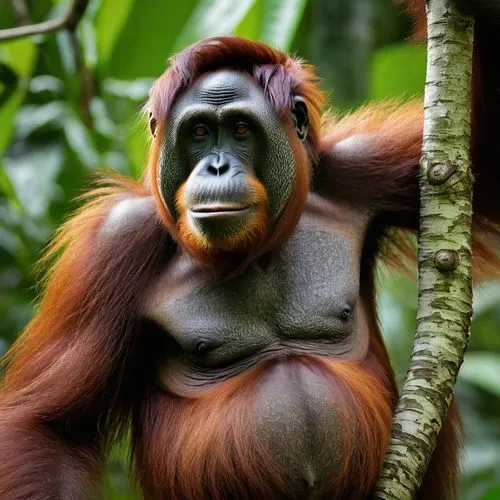 orangutan posing for a photo,orangutan,orang utan,sumatra,uakari,borneo,kalimantan,sumatran,palm oil,gorilla,male portrait,tarzan,primate,ape,bonobo,great apes,kong,bongo,female portrait,endangered sp