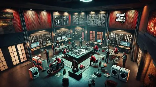 Expand the image, it's GTA V themed.,dojo,a museum exhibit,diorama,construction set,music store,wax figures museum,the shop,chainstore,computer room,engine room,gold shop,hall of the fallen,ucs,gift s