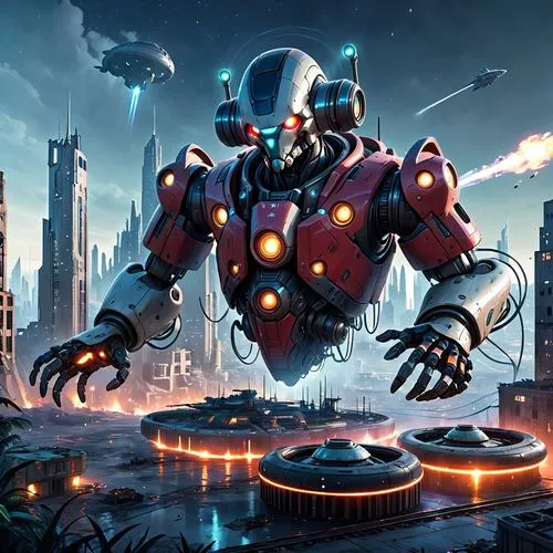 an image of a futuristic robot that is in the city,ironopolis,ultron,ramtron,ironman,vakama,technirama,Anime,Anime,General