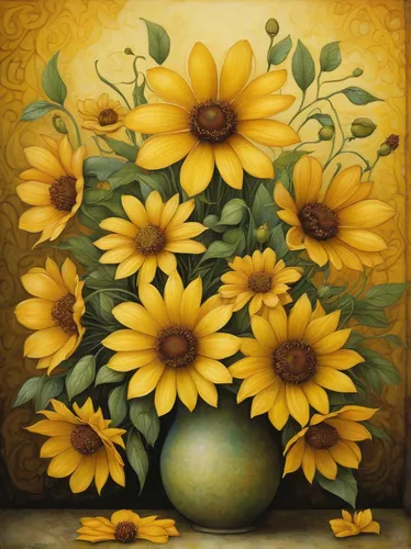 sunflowers in vase,yellow daisies,yellow chrysanthemums,sunflower lace background,sunflowers,black-eyed susan,sunflower paper,yellow chrysanthemum,helianthus,flower painting,yellow petals,rudbeckia,sun flowers,yellow gerbera,sunflower,helianthus sunbelievable,yellow flowers,sunflower coloring,flowers in basket,yellow flower,Illustration,Abstract Fantasy,Abstract Fantasy 09