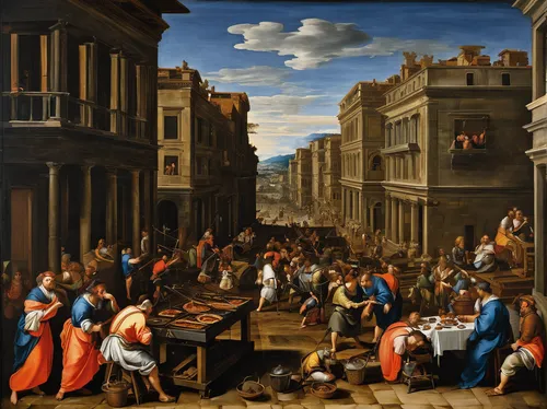 street musicians,the market,concerto for piano,large market,musicians,street scene,musical ensemble,itinerant musician,medieval market,school of athens,the pied piper of hamelin,street party,music society,orchestra,woman playing,piano player,market,philharmonic orchestra,the carnival of venice,fruit market,Art,Classical Oil Painting,Classical Oil Painting 29