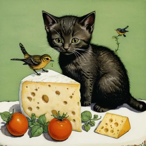 vintage cats,vintage cat,catano,vintage illustration,tea party cat,panettone,Illustration,Realistic Fantasy,Realistic Fantasy 31