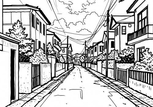 sidestreets,alleyway,sidestreet,narrow street,alley,alleyways,Design Sketch,Design Sketch,Rough Outline