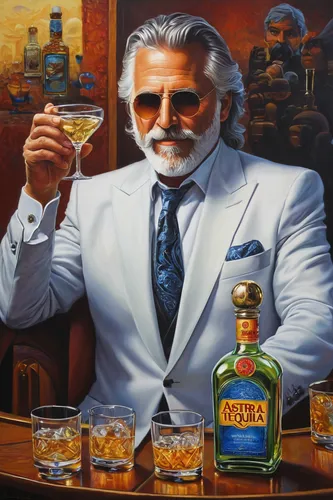 Jonathan Goldsmith, the former Most Interesting Man in the World. (Astral Tequila),chivas regal,oil painting on canvas,american whiskey,aperol,oil on canvas,gentleman icons,scotch whisky,malibu rum,wh