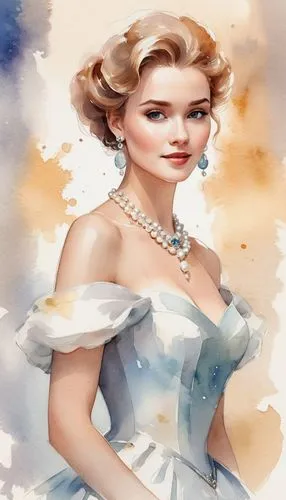 cendrillon,maxon,peignoir,jessamine,watercolor women accessory,white rose snow queen,Illustration,Paper based,Paper Based 25