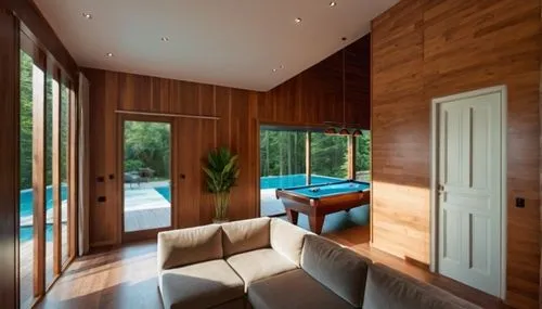 paneling,wooden sauna,interior modern design,contemporary decor,modern room,mid century house,hardwood floors,wood casework,mid century modern,wood floor,wood window,patterned wood decoration,laminated wood,cabin,bohlin,inverted cottage,amanresorts,modern decor,parquetry,timber house