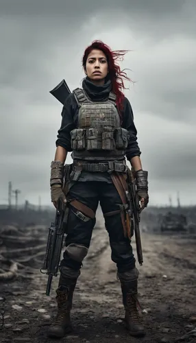 post apocalyptic,girl with gun,woman holding gun,mercenary,female warrior,combat medic,girl with a gun,pubg mascot,woman fire fighter,massively multiplayer online role-playing game,war veteran,hard woman,huntress,renegade,war correspondent,ballistic vest,warrior woman,strong women,digital compositing,strong woman,Photography,Documentary Photography,Documentary Photography 04