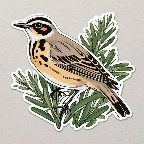 bobolink,meadowlarks,meadowlark,grosbeak,pine warbler,palm warbler,gold finch,thrushes,rose breasted grosbeak,bushshrikes,thornbills,yellow winter finch,kinglet,watercolour red robin,bird illustration,eastern yellow robin,oriole,redwing,wheatear,fieldfare,Unique,Design,Sticker