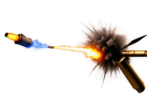 Dynamic explosion, gun muzzle flash, smoke trail, bullet shell ejection, detailed metallic texture, realistic sound wave, close-up shot, shallow depth of field, high-contrast lighting, dramatic compos