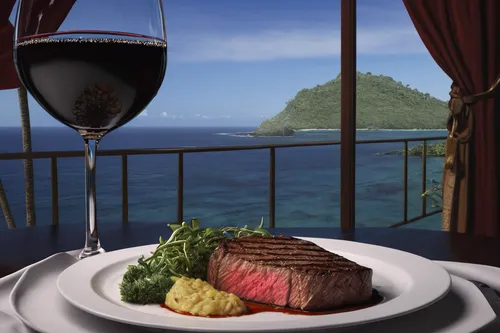 Imagine a delicious steak dinner at Flagler Steakhouse with a view of the ocean.,fillet steak,surf and turf,filet mignon,fillet,fillet of beef,beef tenderloin,beef fillet,fine dining restaurant,food a