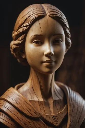 A girl, wood carving, wood, 3D, sculpture, whole body, weathering marks,,woman sculpture,wood carving,wooden figure,carved wood,sculpt,3d figure,wood art,wooden mannequin,sculptor,3d model,wooden doll