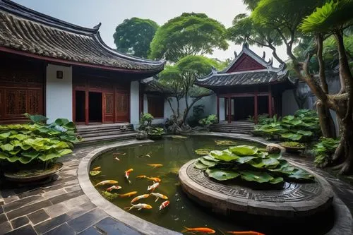 asian architecture,koi pond,lotus pond,suzhou,garden pond,zen garden,lily pond,wuzhen,hyang garden,japanese zen garden,vietnam,wuyuan,fishpond,lilly pond,buddhist temple,teahouse,shaoming,lotus plants,water lotus,landscape designers sydney,Conceptual Art,Oil color,Oil Color 01