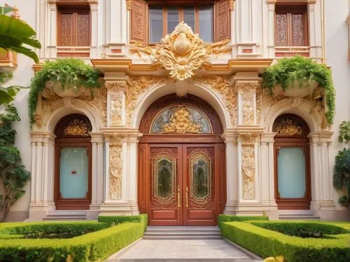 dolmabahce,peranakan,sursock,alcazar of seville,bahai,palermo,seville,peranakans,grand master's palace,persian architecture,garden door,tautvilas,sevilla,paradores,front door,ornate,marble palace,penh,palazzos,house entrance,Illustration,Japanese style,Japanese Style 01