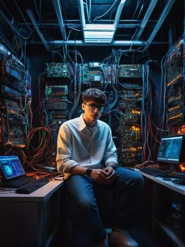 man with a computer,schmidhuber,cybertrader,mainframes,computer room,the server room,cyberonics,cryptographer,cypherpunk,stuxnet,hacktivist,cyberspace,mainframe,cybernet,cyberworks,computerologist,cyberscene,eniac,technologist,datacenter,Conceptual Art,Daily,Daily 18