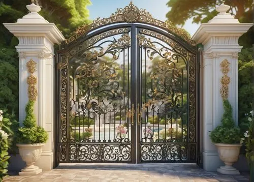 garden door,gated,fence gate,iron gate,ornamental dividers,front gate,wood gate,metal gate,gate,gates,farm gate,portal,stone gate,entrada,gateway,wrought iron,iron door,flower border frame,entrances,arbor,Illustration,Black and White,Black and White 03