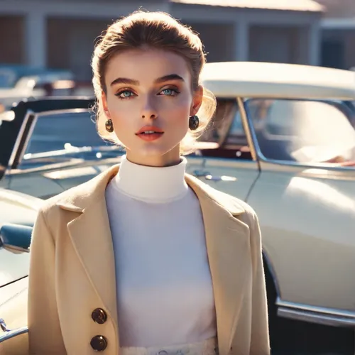 woman wearing wavy hair,audrey hepburn,audrey hepburn-hollywood,girl and car,audrey,buick electra,girl in car,vogue,elle driver,retro woman,vintage fashion,wallis day,vintage girl,pompadour,model beau