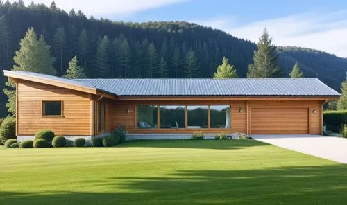 nordic elegant and minimalist 
 blonde wood walls

,a house in a large field with mountains in the background,chalet,timber house,passivhaus,glickenhaus,log cabin,greenhut