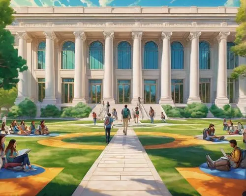 school of athens,peristyle,zappeion,lmu,uva,doric columns,berkeley,columns,demigods,campuswide,neoclassical,bascom,capitol,cartoon video game background,palladianism,palo alto,panathenaic,jeffersonian,themyscira,cupertino,Illustration,Realistic Fantasy,Realistic Fantasy 39