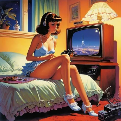 tv,jetsons,television,vectrex,retro girl,retro woman,retro women,atari 2600,plasma tv,retro television,radebaugh,hdtv,astrovision,hildebrandt,atari,uderzo,girl at the computer,watch tv,televisions,teledensity,Conceptual Art,Sci-Fi,Sci-Fi 19