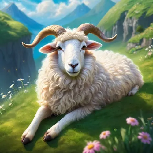 male sheep,wool sheep,baa,lambswool,goatflower,shoun the sheep,ewe,wild sheep,sheepish,dwarf sheep,the sheep,sheep,sheep portrait,good shepherd,llambi,mountain sheep,sheepherding,the good shepherd,sheepshanks,shepherded,Illustration,Realistic Fantasy,Realistic Fantasy 01