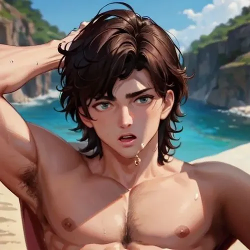 human arm,an animated cartoon of a man on the beach,daigo,joestar,ryu,tiddy,kazuya,antinous