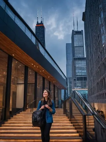 willis tower,mariska,1 wtc,dominczyk,nytphotos,tishman,woman walking,skywalks,sears tower,city ​​portrait,highline,hudson yards,giada,bizinsider,citicorp,juilliard,chicagoan,woman holding a smartphone,top of the rock,the observation deck,Conceptual Art,Fantasy,Fantasy 15