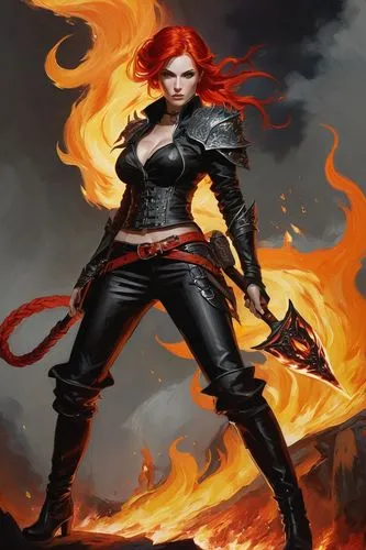 woman fire fighter,fiery,black widow,fire background,firethorn,fire siren,fire master,female warrior,fire devil,swordswoman,fire angel,flame of fire,massively multiplayer online role-playing game,fire horse,heroic fantasy,firebrat,fire artist,fire fighter,clary,flame spirit,Conceptual Art,Oil color,Oil Color 01