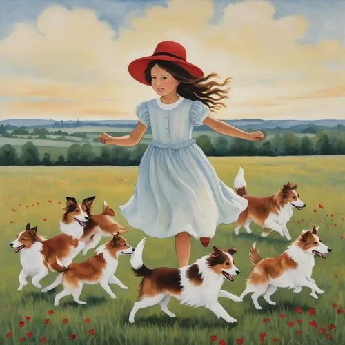 little girl in wind,little girl running,girl with dog,shepherdess,hare field,border collie,little girl twirling,countrywoman,primavera,countrywomen,hares,children's background,foxhunting,cat pageant,little girls walking,walking in a spring,hare trail,dorothy,girl picking flowers,frolicking,Art,Artistic Painting,Artistic Painting 47