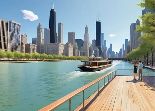 chicago skyline,lakefront,chicago,boat dock,lake shore,waterfronts,harborfront,waterfront,chicagoan,lakeshore,federsee pier,chicagoland,renderings,3d rendering,dubay,financial district,docks,water taxi,the waterfront,shorefront,Conceptual Art,Daily,Daily 35