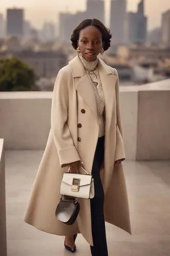 woman in menswear,overcoat,trench coat,businesswoman,business woman,menswear for women,coat,briefcase,long coat,kelly bag,purse,cruella de ville,birkin bag,woman walking,sprint woman,white-collar worker,vanity fair,leather suitcase,vogue,concierge,Photography,Cinematic