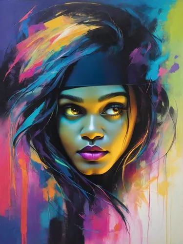 graffiti art,cmyk,painting technique,neon body painting,graffiti,boho art,girl portrait,mystical portrait of a girl,oil painting on canvas,street artist,radha,art painting,streetart,grafitti,girl drawing,wall art,woman face,intense colours,aura,chalk drawing