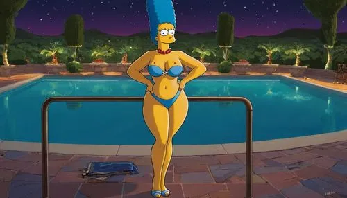 homer simpsons,homer,flanders,poolside,bart,kos,hoedeopbap,one-piece swimsuit,female swimmer,fantasia,sexy woman,venus,maspalomas,simpolo,miss universe,swimming pool,lacerta,andromeda,louise,atlantis,Art,Classical Oil Painting,Classical Oil Painting 02