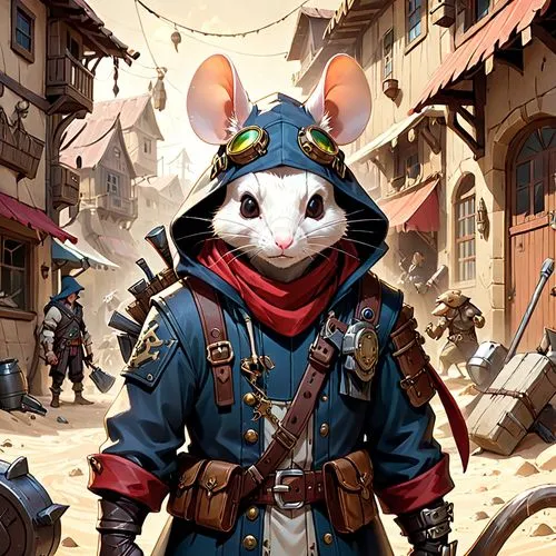 adventurer,color rat,rataplan,straw mouse,rat,year of the rat,rat na,game illustration,jerboa,mouse,robin hood,musketeer,mice,splinter,musical rodent,gerbil,assassin,long-eared,white footed mouse,field mouse,Anime,Anime,Traditional