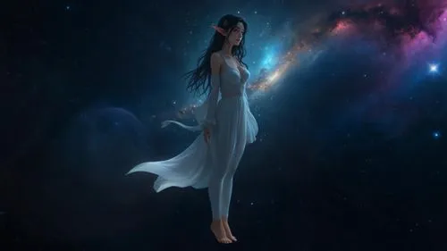 markarian,selene,fantasy picture,magellanic,fantasia,girl in a long dress