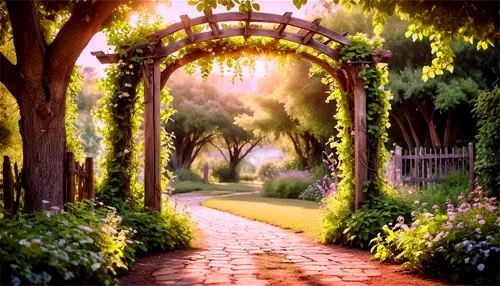 rose arch,pathway,garden door,to the garden,heaven gate,the mystical path,tunnel of plants,towards the garden,archway,garden of eden,walkway,secret garden of venus,pergola,gardens,tree lined path,forest path,green garden,nature garden,yellow garden,gateway,Photography,Artistic Photography,Artistic Photography 04