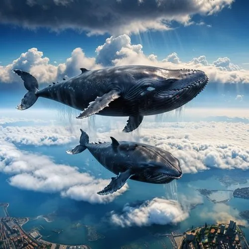 humpback whale,whales,whale,little whale,baby whale,pot whale,orcas,orca,humpback,baleine,whale cow,blue whale,giant dolphin,whale fluke,humpbacks,whalin,a flying dolphin in air,photo manipulation,photoshop manipulation,underwater landscape,Photography,General,Realistic