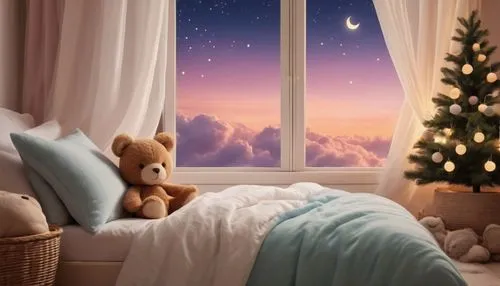 sleeping room,christmas room,teddy bear waiting,romantic night,bedroom window,winter dream,dreaming,dreamland,christmasbackground,baby room,christmas wallpaper,dream world,children's bedroom,dreams,good night,window treatment,christmas night,christmas landscape,bedroom,christmas background,Photography,General,Cinematic