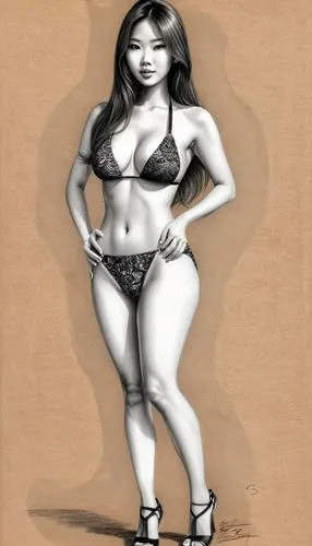 chicana,tura satana,advertising figure,polynesian girl,pin-up girl,botero,female body,radebaugh,pin-up model,asian woman,bettie,kimmy,snooki,female model,diet icon,wangsness,pin up girl,retro pin up girl,baartman,muscle woman,Illustration,Black and White,Black and White 30