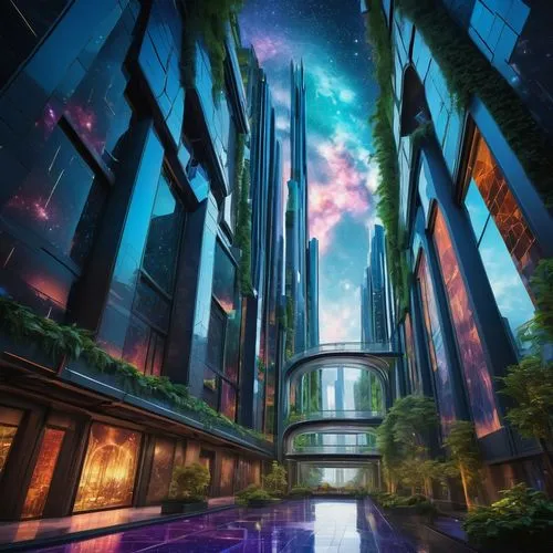 futuristic landscape,arcology,cybercity,sky space concept,fantasy city,sky apartment,coruscant,planetaria,skybridge,skyterra,skycraper,metropolis,skyreach,urbanworld,sky city,futuristic architecture,tanabata,skyscraper,skyflower,atmosfera,Illustration,Retro,Retro 05