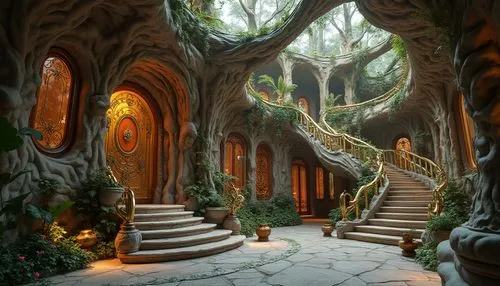 rivendell,elven forest,mirkwood,enchanted forest,archways,fantasy art,3d fantasy,entranceways,fantasy landscape,labyrinthian,doorways,fantasy picture,elfland,hall of the fallen,threshhold,fablehaven,the mystical path,fairy forest,the threshold of the house,pathways,Photography,General,Realistic