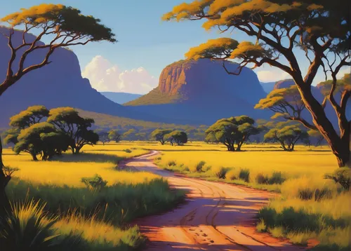 Design a travel brochure highlighting the adventure activities in Zimbabwe's magnificent landscapes.,uluru,ayers rock,ayersrock,tsavo,northern territory,rural landscape,tasmania,samburu,blue mountains