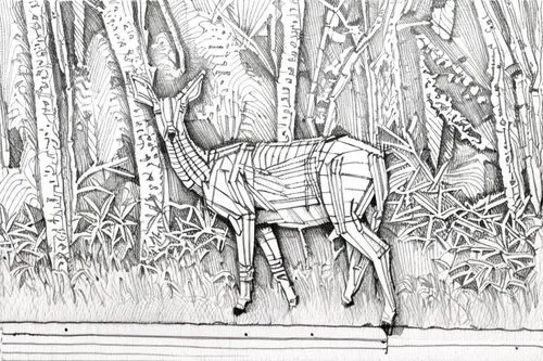 line art animal,deer illustration,nilgai,line art animals,okapis,deer drawing,quadruped,forest animal,miomantis,haunches,dog illustration,bilibin,penciling,pencilling,inking,animatic,canidae,thylacine