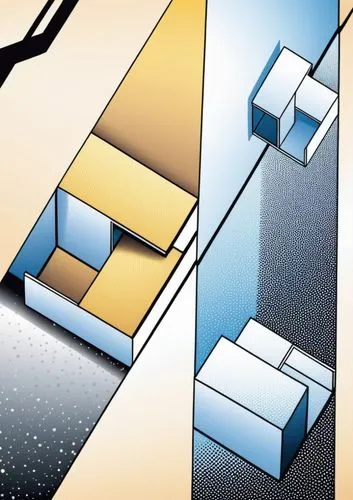 que el estilo de la imagen sea de formato comic igual que el formato en la imagen referencial,a painting of a box is shown in two different sections,isometric,rectangular components,metal segments,roo