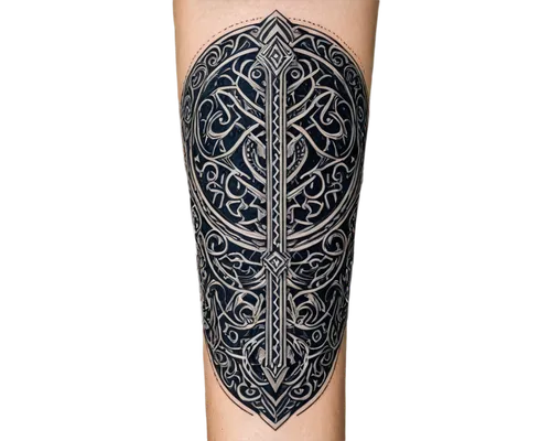 Odin symbol, intricate design, bold lines, Nordic mythology inspiration, forearm tattoo, masculine, detailed shading, 3D effect, black ink, tribal pattern, Scandinavian style, close-up shot, dramatic 