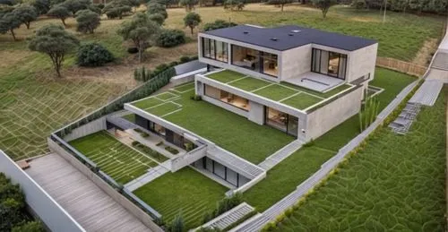 modern house,garden elevation,dunes house,modern architecture,cubic house,cube house,grass roof,eco-construction,villa,two story house,residential house,house shape,frame house,landscape design sydney