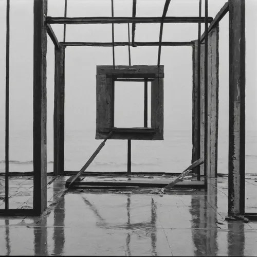 klaus rinke's time field,frame drawing,square frame,framing square,mirror house,frame house,mirror frame,metal frame,square steel tube,easel,wooden frame construction,cube surface,framework,structural glass,openwork frame,glass pane,rhombus,wooden frame,holding a frame,lattice window,Conceptual Art,Oil color,Oil Color 15